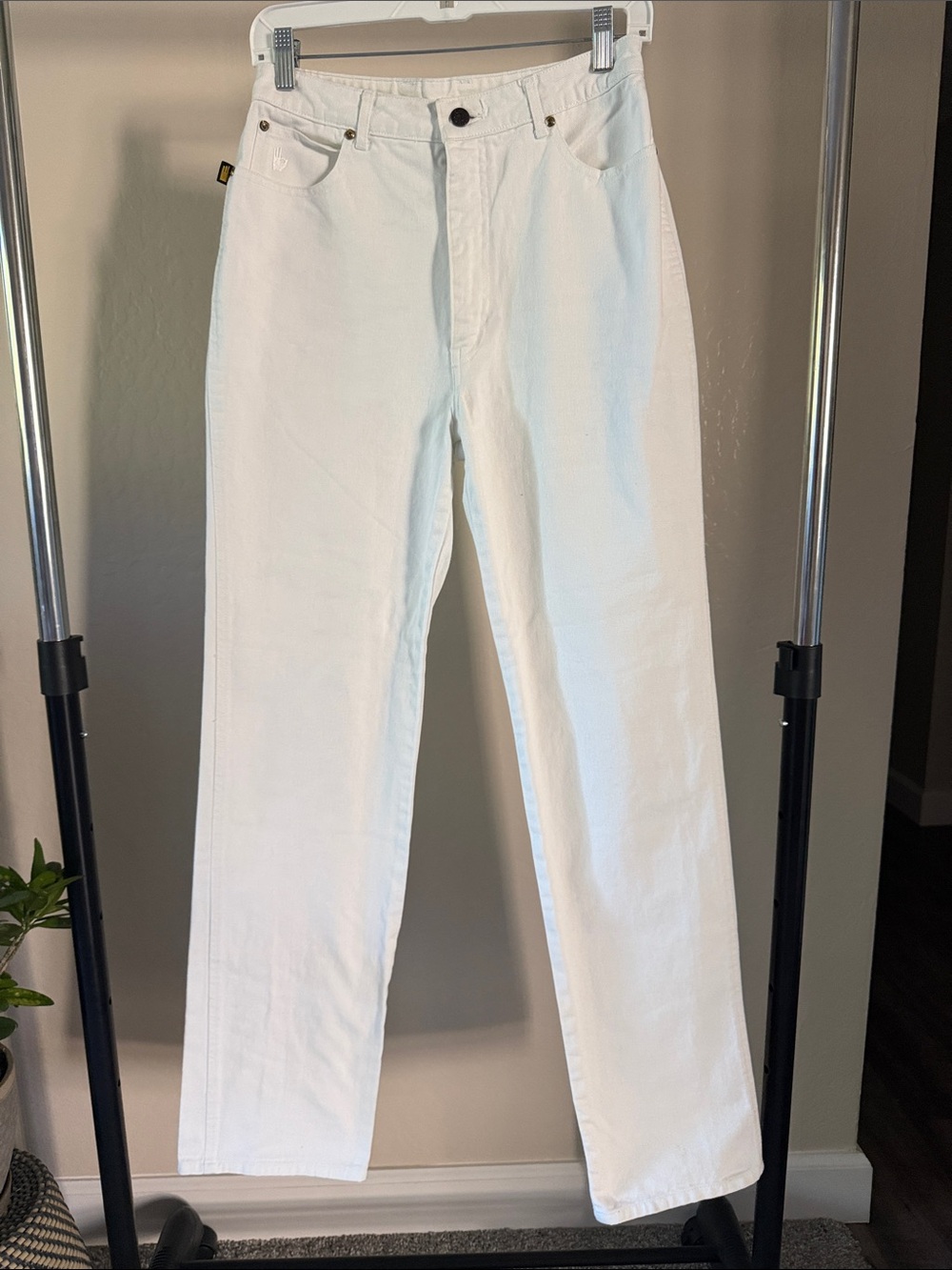 Vintage Sasson Jeans High Rise Straight Leg White Jeans Cotton Made in Japan